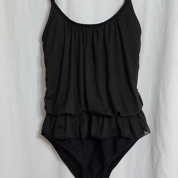 Black blouson layered swimsuit size S - Picture 2 of 8